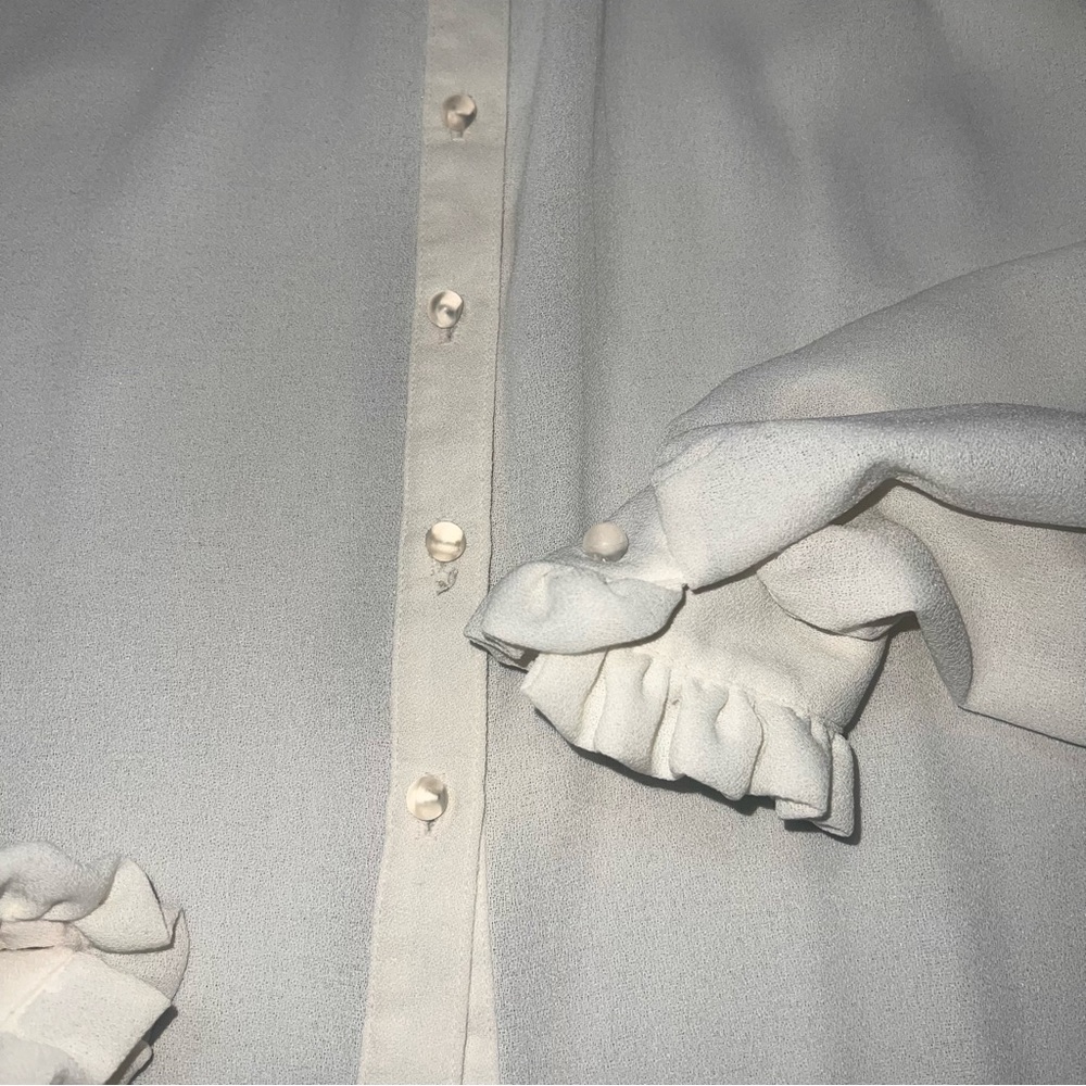 Vintage That’s Me! USA Button-Down High Neck Ruffled Sheer Blouse 100% Polyester - Picture 6 of 9